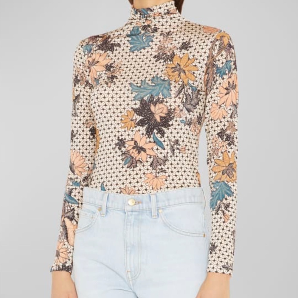 ULLA JOHNSON New York Aurelia Turtleneck in Jasmine Floral Small - Picture 2 of 7
